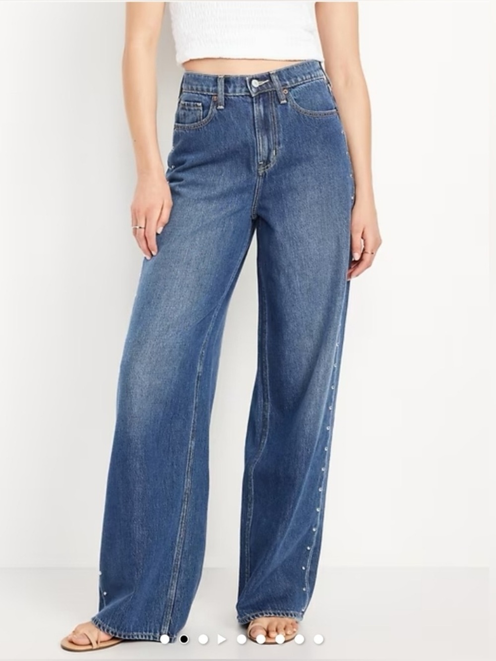 OLD NAVY | High-Rise Baggy Wide Leg Jeans with Side Studs - Picture 2 of 10
